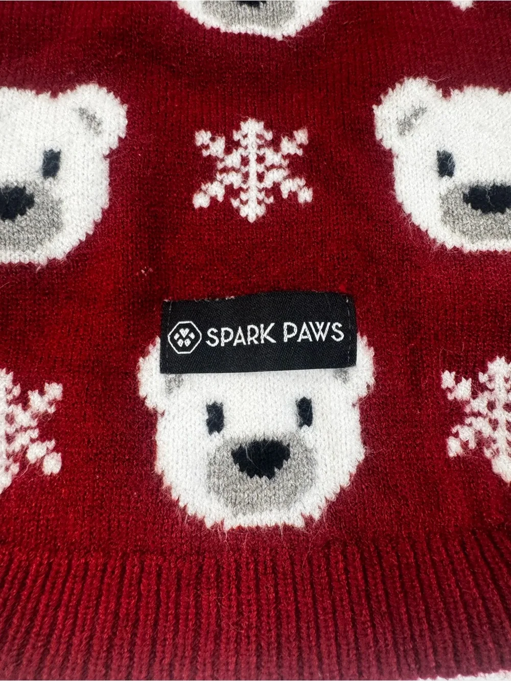 Burgundy Polar Bear Knit Dog Sweater